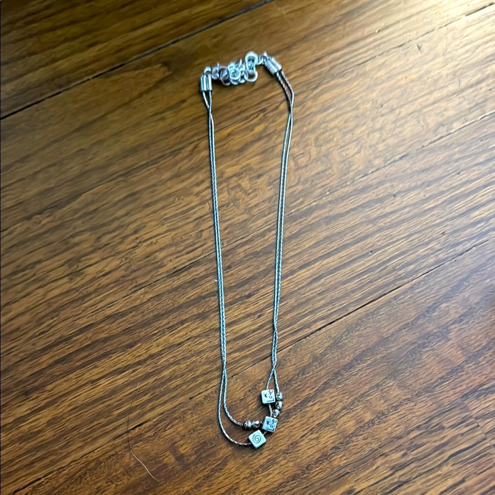 Elegant Silver Necklace with Cube Accents- Brighton